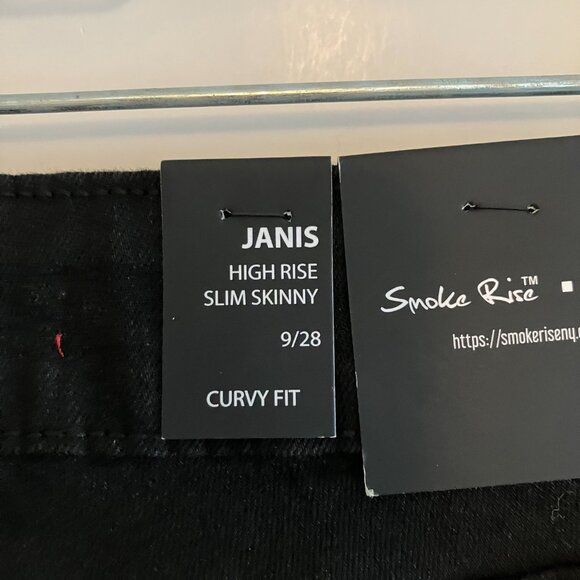 Smoke Rise Red Janis High Rise Slim Skinny Black Curvy Fit Jeans Size 9/28 NWT - Picture 12 of 13